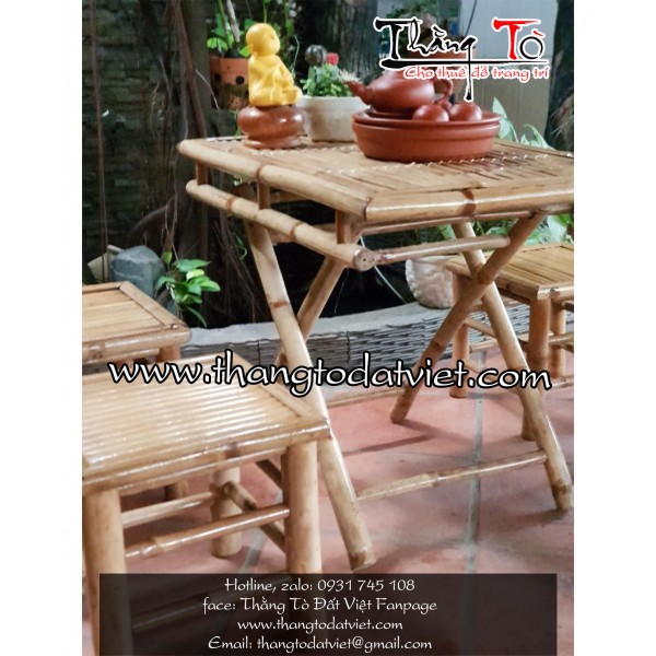 cho thuê bàn ghế tre 2